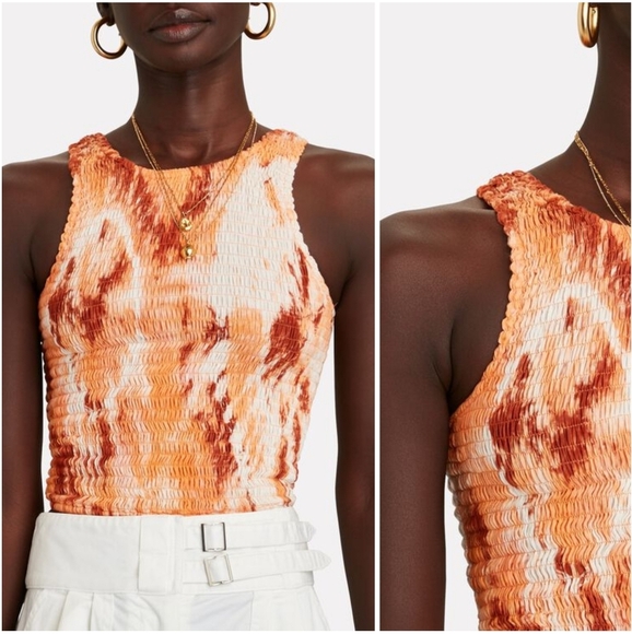 S/W/F Shirred Singlet Cropped Sleeveless Top In Castle Small - Picture 2 of 8